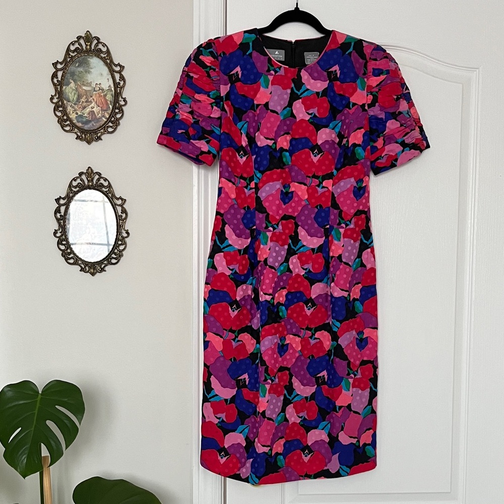 Vintage Colourful Silk Midi Dress - Liz Claiborne
